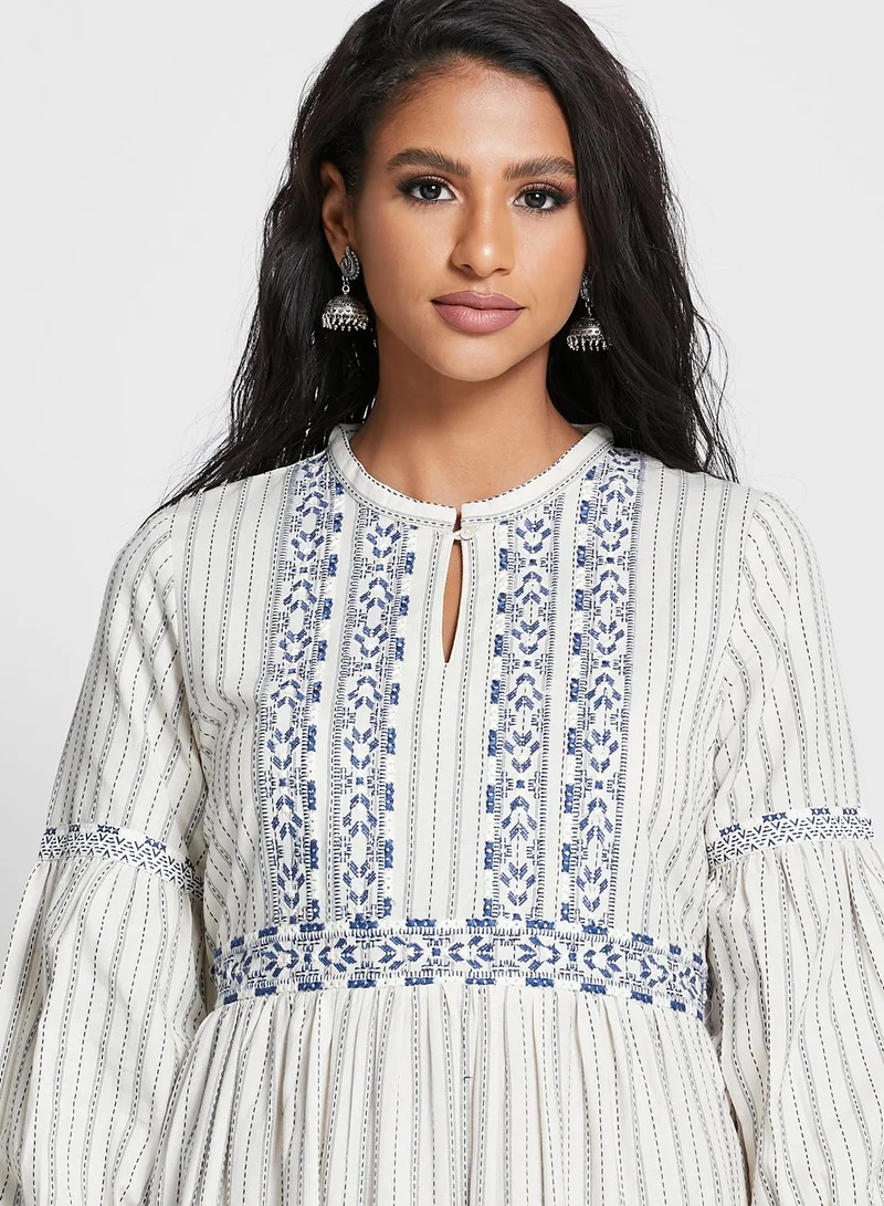 W Printed Tiered Dress