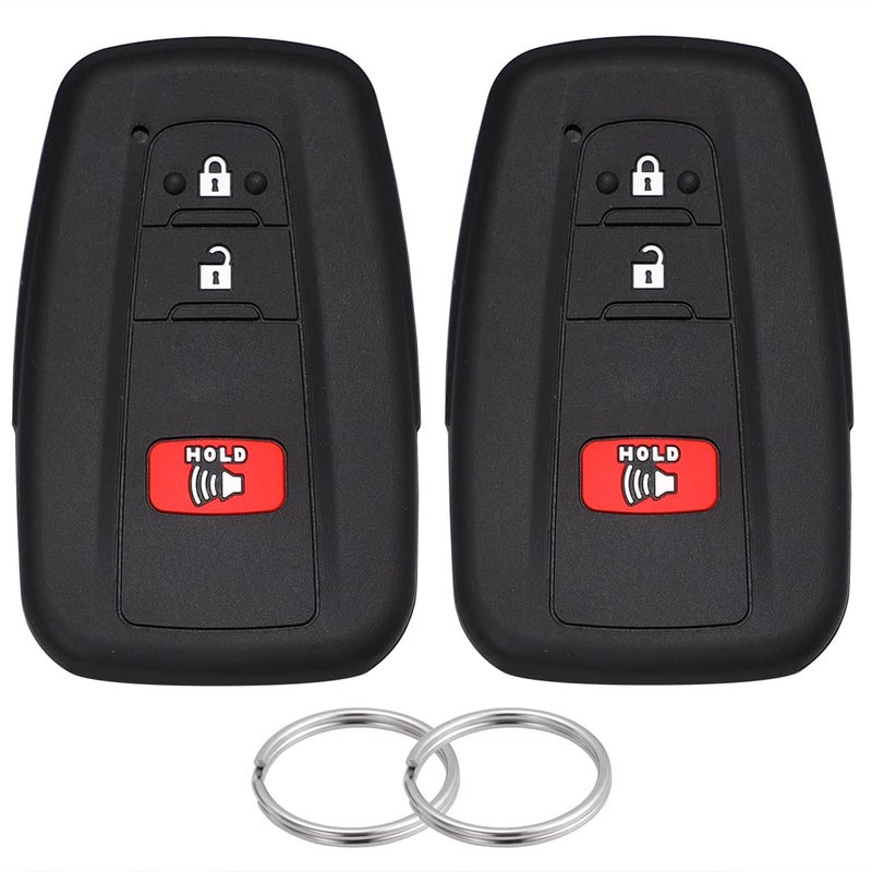 Lcyam Key Fob Cover Case for 20192022 Toyota Corolla Hatchback RAV4 XLE Prius 3 Button Smart Key  Black Black