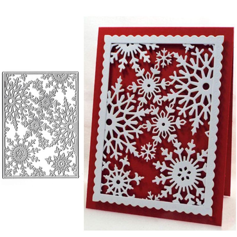Christmas Snowflake Metal Die CutsFrame Snow Flower Cutting Dies Cut Stencils for DIY Scrapbooking Album Decorative Embossing Paper Dies for Card Making