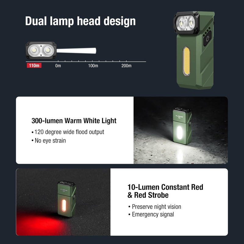 Klarus E8 EDC Rechargeable Flashlight - 1000 Lumens, 180° Swivel Head, Compact Design with Magnet and Pocket Clip - Image 2