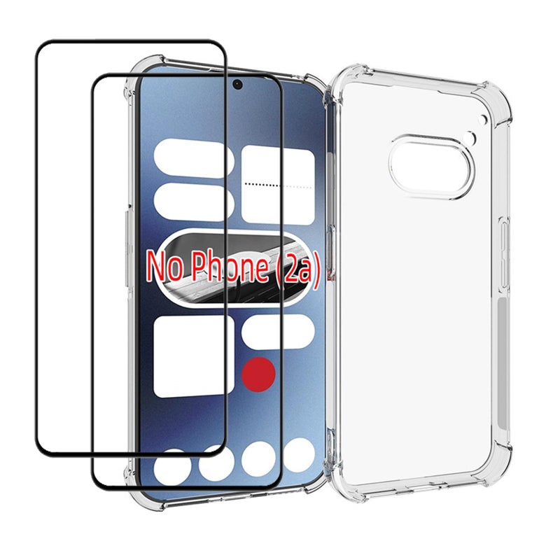 غطاء هاتف EasyLifeGo لـ Nothing Phone 2a مع واقي شاشة 2 قطع نحيف امتصاص الصدمات حافة TPU ناعمة مع زوايا معززة غطاء واقي شفاف