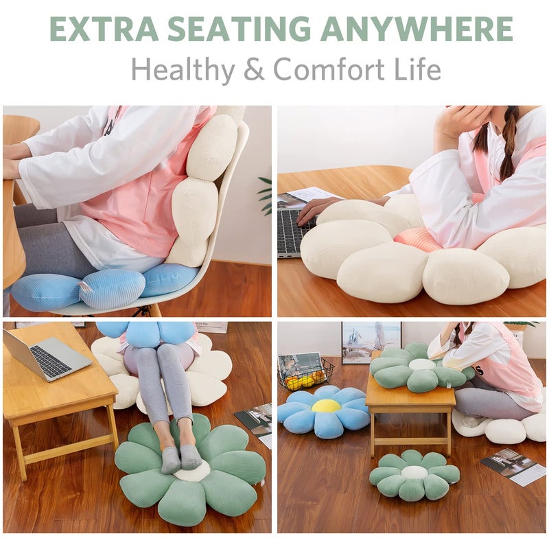 ZAKUN Flower Pillow  Daisy Pillow Flower Shaped Pillows 15.7"" Cute Flower Floor Pillows Seat Cushion  Plush Flower Pillows Decorative Throw Pillows for Sofa Couch Bed  Green - Image 5