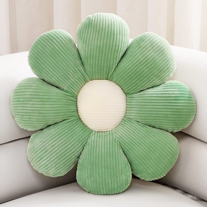 ZAKUN Flower Pillow  Daisy Pillow Flower Shaped Pillows 15.7"" Cute Flower Floor Pillows Seat Cushion  Plush Flower Pillows Decorative Throw Pillows for Sofa Couch Bed  Green - Image 1