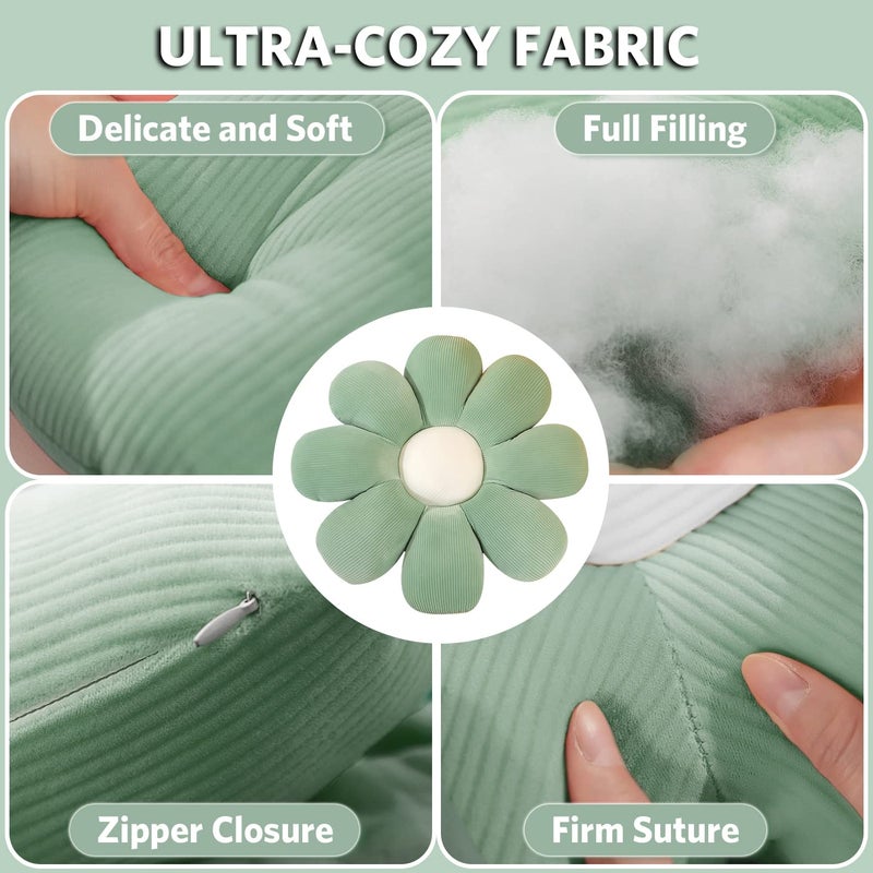 ZAKUN Flower Pillow  Daisy Pillow Flower Shaped Pillows 15.7"" Cute Flower Floor Pillows Seat Cushion  Plush Flower Pillows Decorative Throw Pillows for Sofa Couch Bed  Green - Image 4