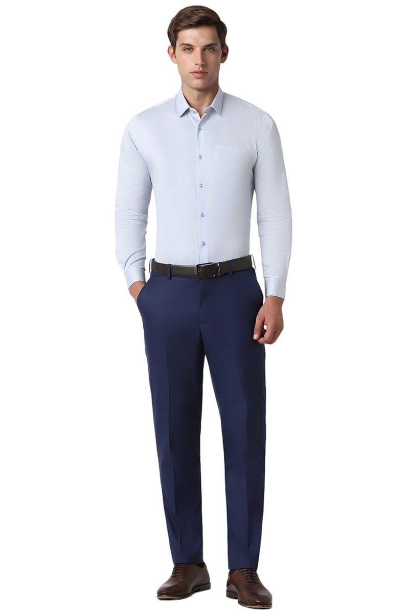 Peter England Men's Satin Solid Regular Fit Full Sleeve Shirt Cotton with Satin Sheen | Luxury Blue - Image 4