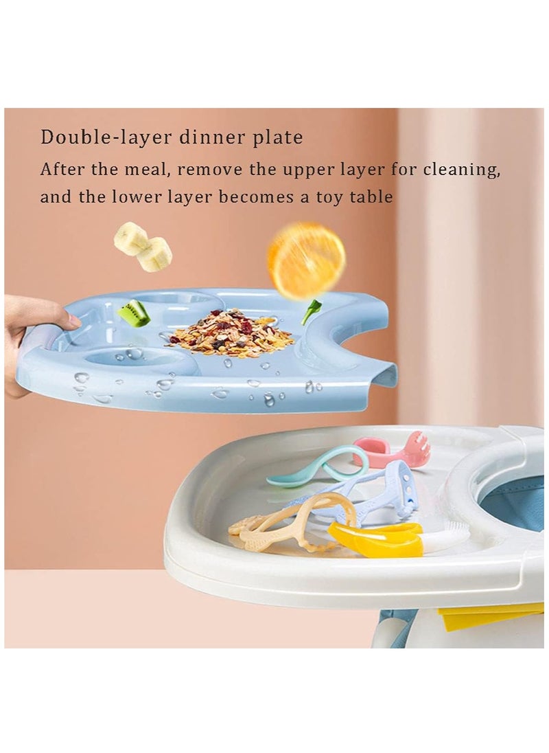 Arabest - Baby High Chair 3 In 1 Folding Recline Feeding Seat Height Adjustable Child Feeding Chair with Removable Plate - Image 1
