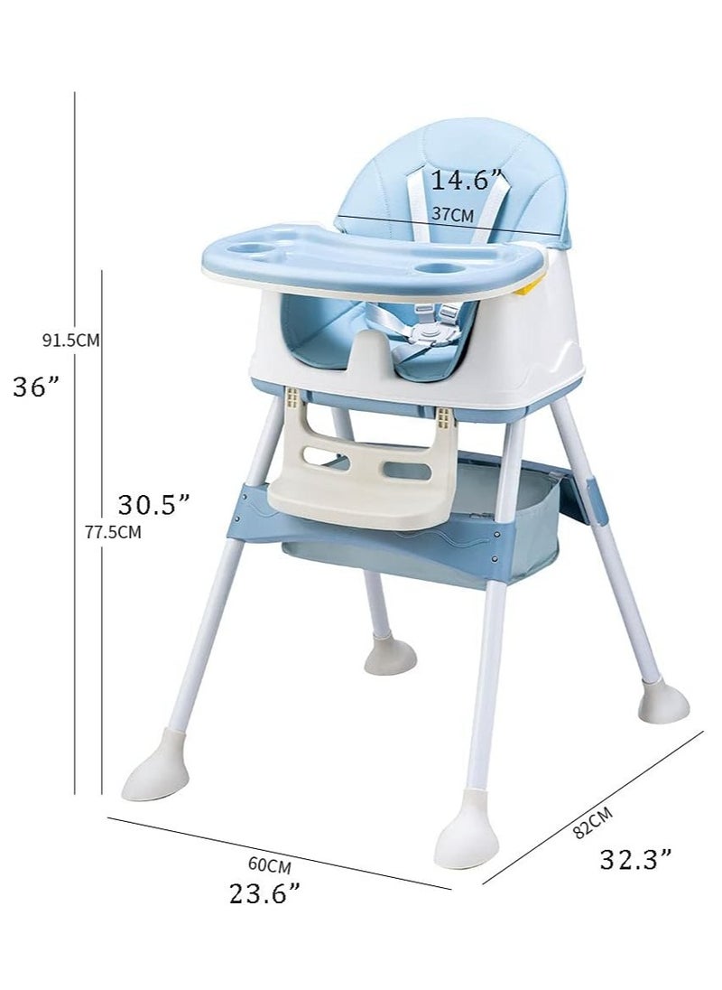 Arabest - Baby High Chair 3 In 1 Folding Recline Feeding Seat Height Adjustable Child Feeding Chair with Removable Plate - Image 1
