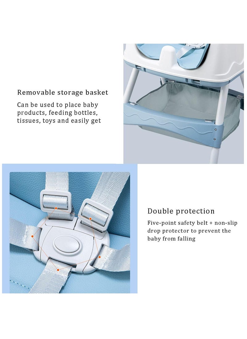 Arabest - Baby High Chair 3 In 1 Folding Recline Feeding Seat Height Adjustable Child Feeding Chair with Removable Plate - Image 1