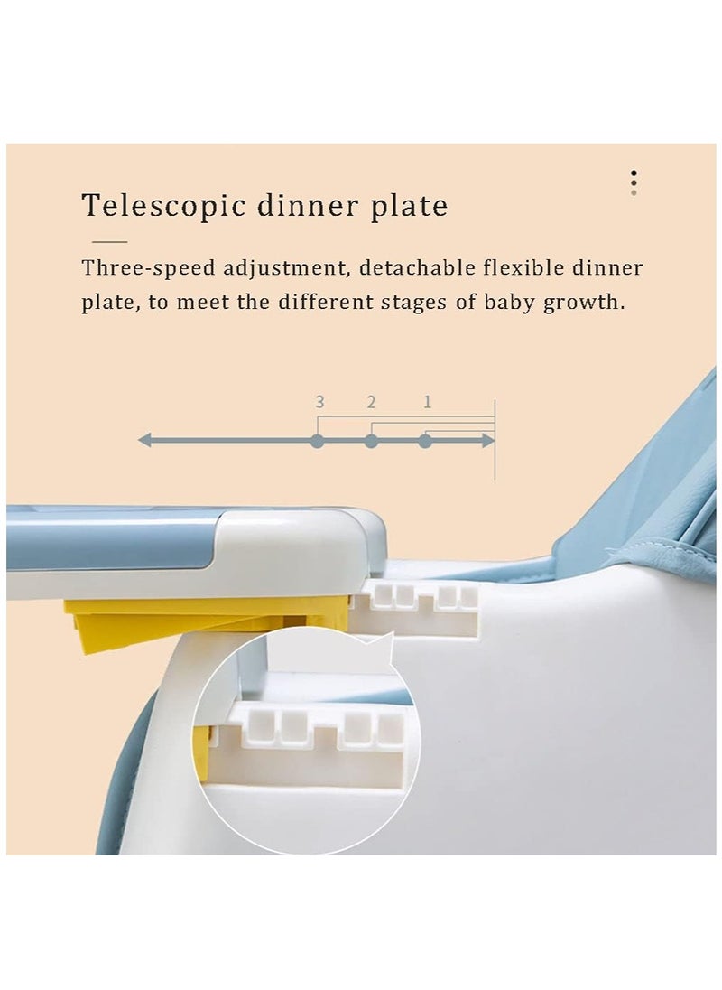 Arabest - Baby High Chair 3 In 1 Folding Recline Feeding Seat Height Adjustable Child Feeding Chair with Removable Plate - Image 1