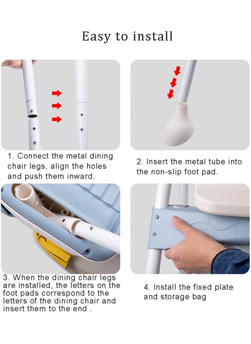 Arabest - Baby High Chair 3 In 1 Folding Recline Feeding Seat Height Adjustable Child Feeding Chair with Removable Plate - Image 1