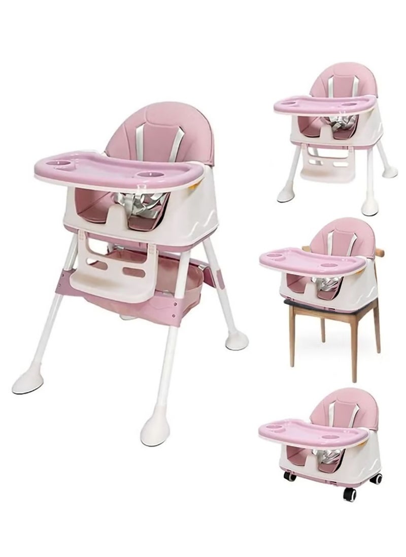Arabest - Baby High Chair 3 In 1 Folding Recline Feeding Seat Height Adjustable Child Feeding Chair with Removable Plate - Image 1