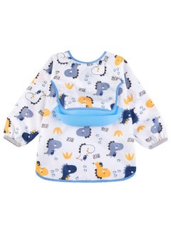 Snowie Soft SNOWIE SOFT® Sleeved Bib Baby Bib with Pocket, Toddler Bib, Smock, Waterproof Fabric, Fits Bibs for Baby Girls 6 to 24 Months(grey) (Blue2)  - Image 1