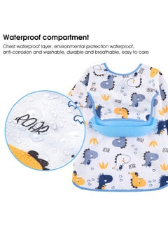 Snowie Soft SNOWIE SOFT® Sleeved Bib Baby Bib with Pocket, Toddler Bib, Smock, Waterproof Fabric, Fits Bibs for Baby Girls 6 to 24 Months(grey) (Blue2)  - Image 4