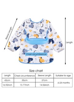 Snowie Soft SNOWIE SOFT® Sleeved Bib Baby Bib with Pocket, Toddler Bib, Smock, Waterproof Fabric, Fits Bibs for Baby Girls 6 to 24 Months(grey) (Blue2)  - Image 3