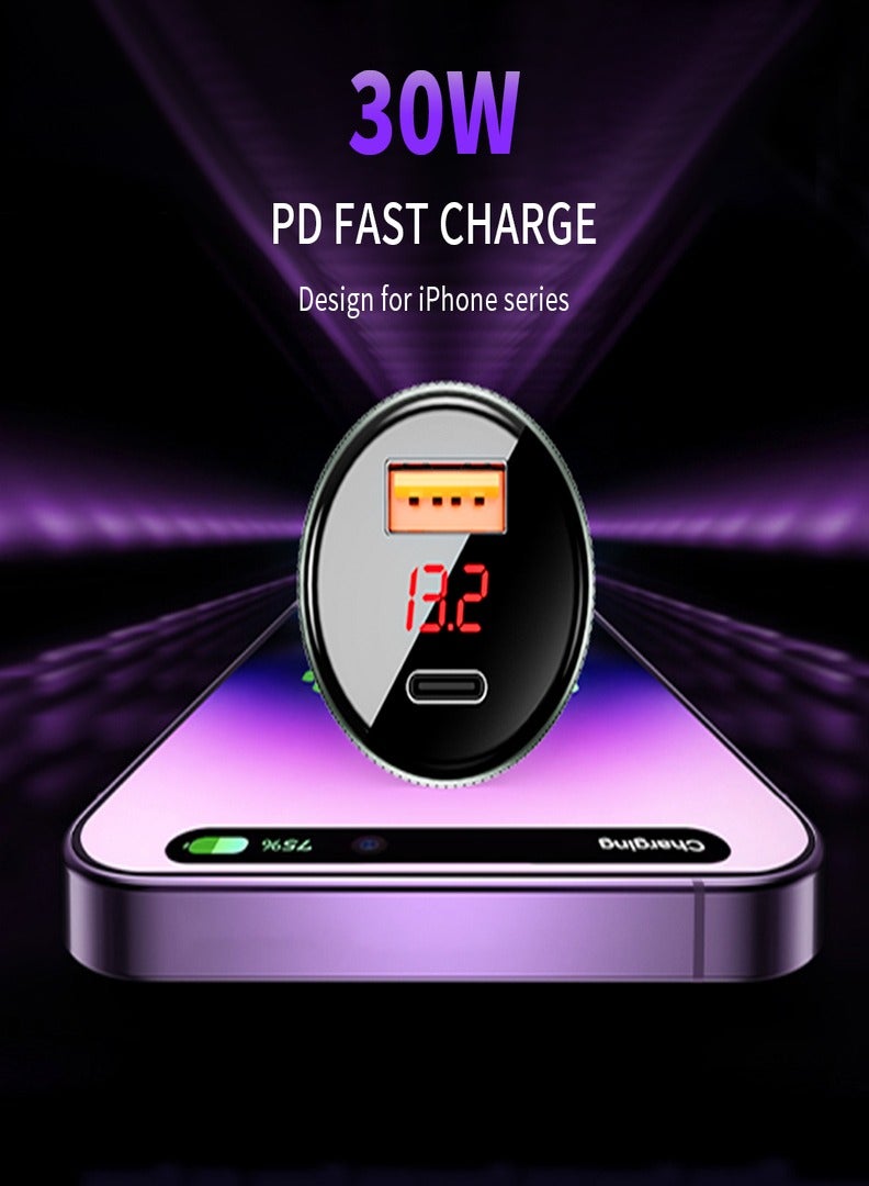 لينوك شاحن سيارة 52.5 وات  USB مزدوج-منفذ USB-C توصيل الطاقة 30 وات-ومنفذ 22.5USB-A وات لشحن QC وشحن PPS للايفون وشحن سامسونج , وشحن ايربودزو, - Image 4