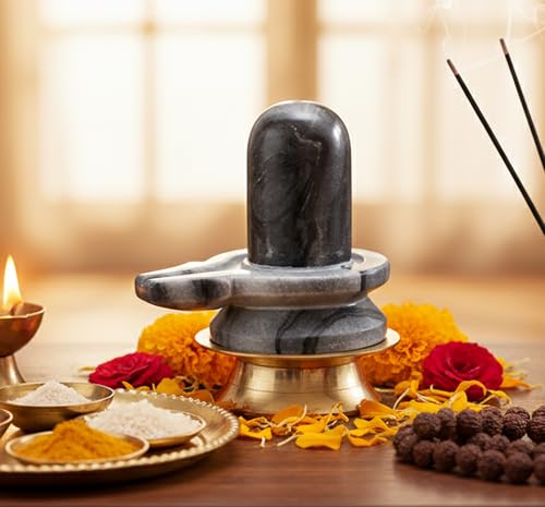 KLEO Black Marble Stone Shiva Lingam Shiv Ling Idol Murti Statue 35 Inches - Image 1