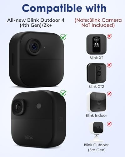 CXVKML Silicone Case Cover for Blink Outdoor 4/2K+, Weatherproof Silicone Cover Skin Provides Full Camera Protection, for All-New Blink Outdoor 4 Home Security Camera (Black) - Image 3