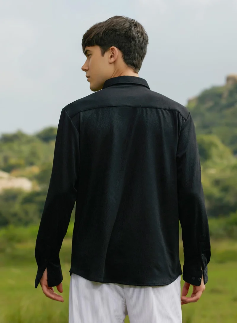 كامبوس سوترا Men's Onyx Black Crimp-Tactile Shirt