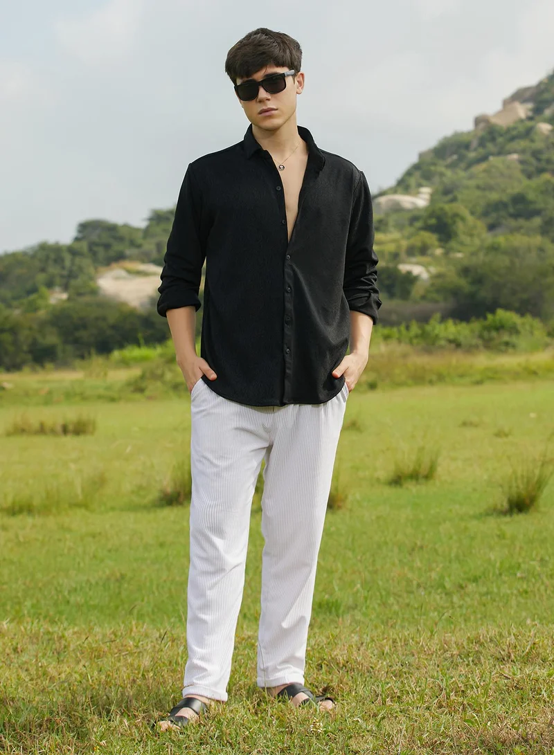 كامبوس سوترا Men's Onyx Black Crimp-Tactile Shirt