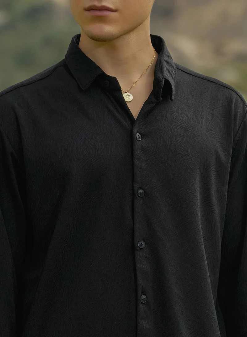 كامبوس سوترا Men's Onyx Black Crimp-Tactile Shirt