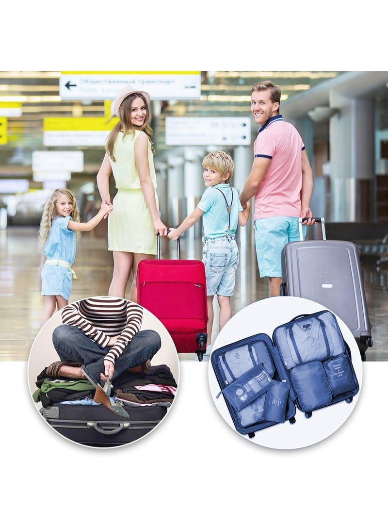 مكعبات تعبئة للسفر – مجموعة من 7 قطع من حقائب تنظيم السفر مع منظم أحذية، حقيبة أدوات الزينة وحقيبة غسيل – أكياس تخزين للأمتعة ومنظم أساسيات السفر - Image 4