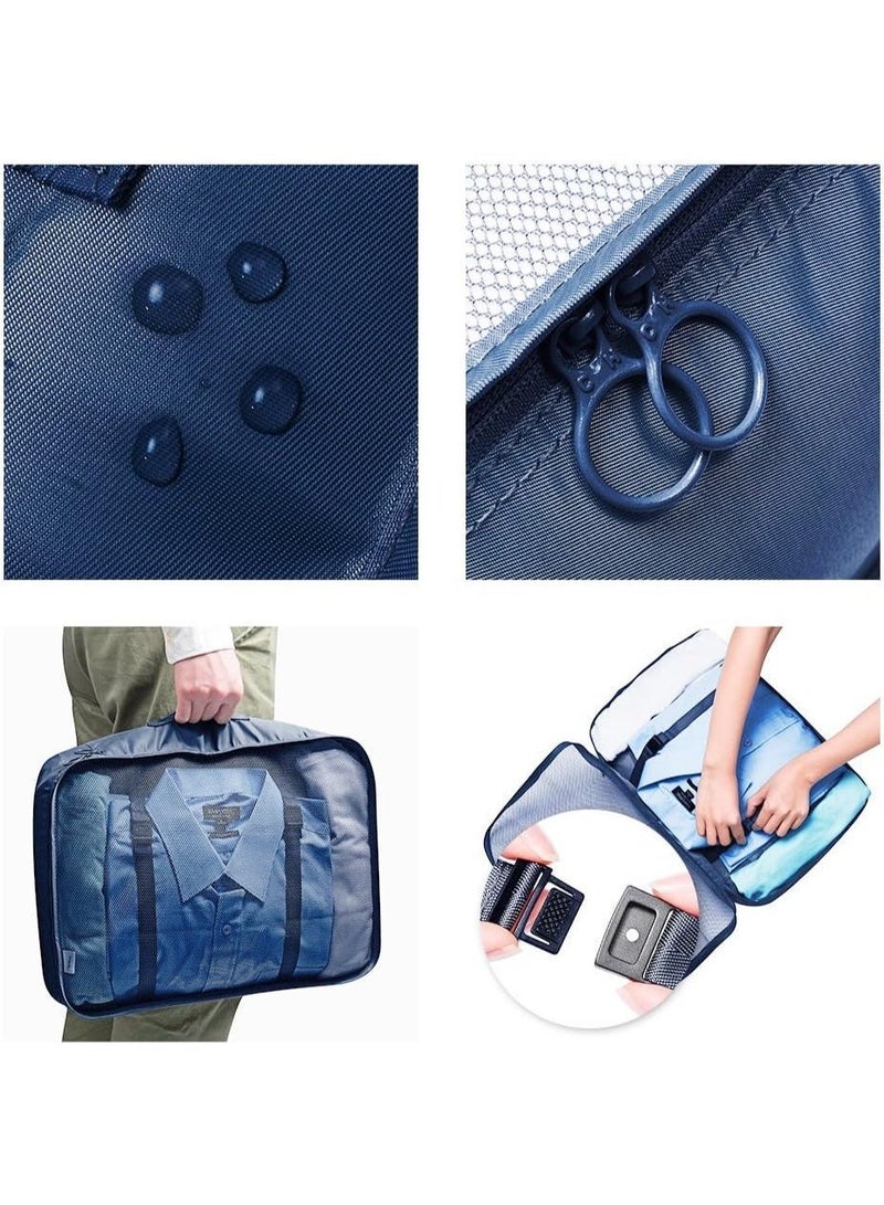 مكعبات تعبئة للسفر – مجموعة من 7 قطع من حقائب تنظيم السفر مع منظم أحذية، حقيبة أدوات الزينة وحقيبة غسيل – أكياس تخزين للأمتعة ومنظم أساسيات السفر - Image 5
