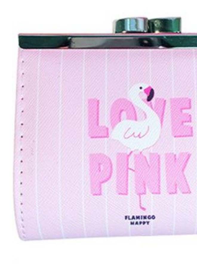 NIBEMINENT Flamingo Printed Coin Purses Pink/Silver/White  - Image 3