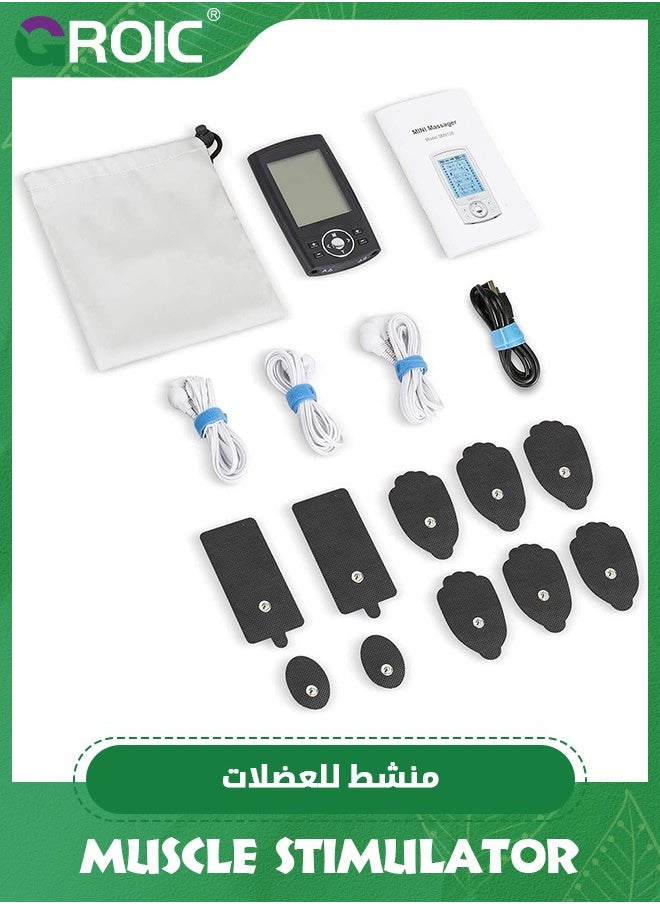 GROIC - TENS Machine,Dual Channel TENS EMS Unit 24 Modes Muscle Stimulator for Pain Relief Therapy, Electronic Pulse Massager Muscle Massager with 10 Pads, Dust-Proof Drawstring Storage Bag - Image 1