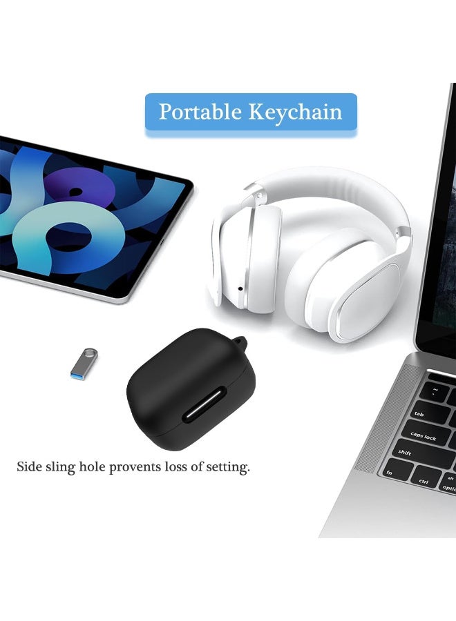 Case Compatible with Anker Soundcore R50i NC / P30i Headphones - Soft Shockproof Silicone Protective Case with Ring Holder and Front LED Viewing Feature - Black  - Image 5