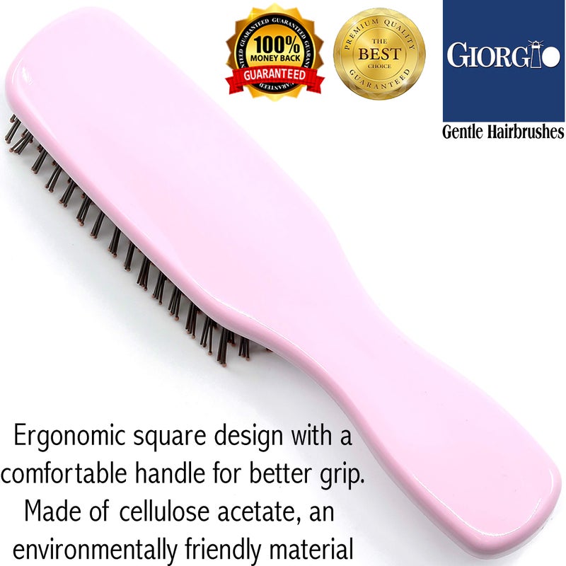 Giorgio Gentle Detangler Hair Brush for Men and Women with Dual Length Bristles, Good for Fine Hairs, Scalp Massager, Soft Bristles for Sensitive Scalp, Travel Size for All Hair Types, Wet or Dry - Image 3