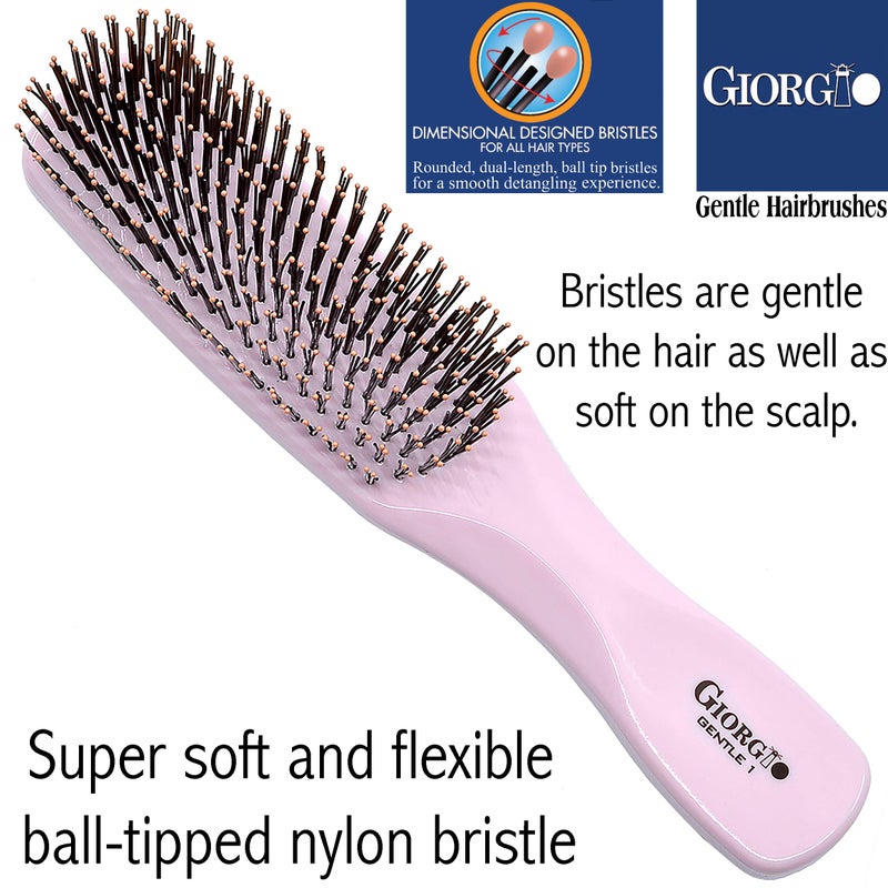Giorgio Gentle Detangler Hair Brush for Men and Women with Dual Length Bristles, Good for Fine Hairs, Scalp Massager, Soft Bristles for Sensitive Scalp, Travel Size for All Hair Types, Wet or Dry - Image 4