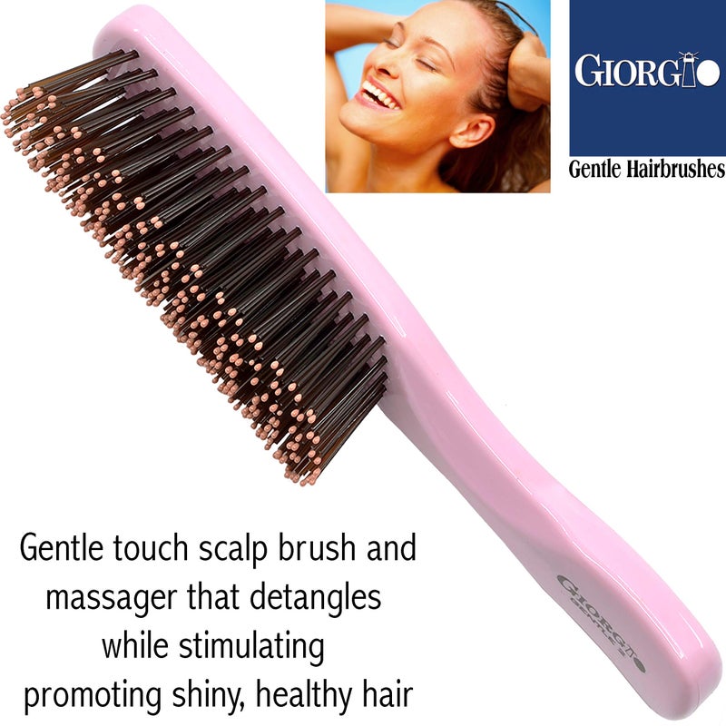 Giorgio Gentle Detangler Hair Brush for Men and Women with Dual Length Bristles, Good for Fine Hairs, Scalp Massager, Soft Bristles for Sensitive Scalp, Travel Size for All Hair Types, Wet or Dry - Image 2