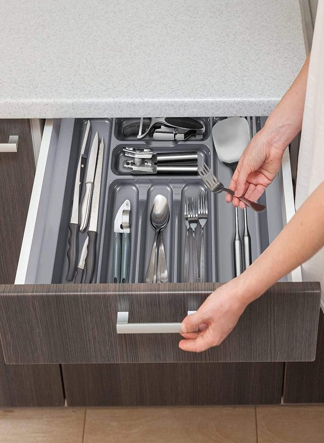 DBR Kitchen Drawer PVC Cutlery Tray Holder Organizer Width 45 CM (Grey) (15 x 19) Modular Kitchen Hardware & Accessories - Image 4
