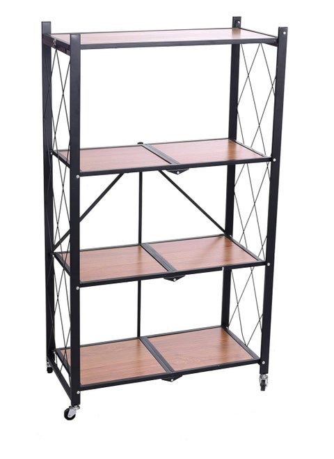 4Layer Folding Storage Rack Home Storage Foldable Kitchen Display Rack Shelf with Wheels Kitchen Organizer Shelf