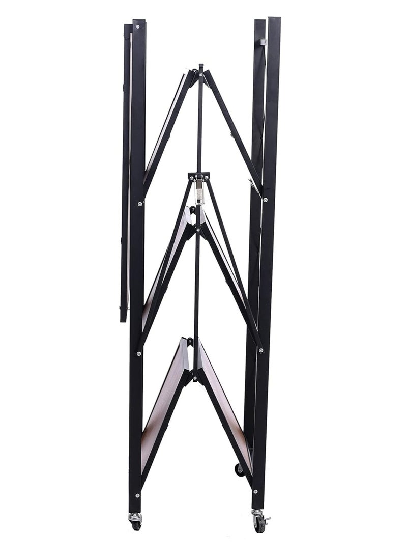 4Layer Folding Storage Rack Home Storage Foldable Kitchen Display Rack Shelf with Wheels Kitchen Organizer Shelf