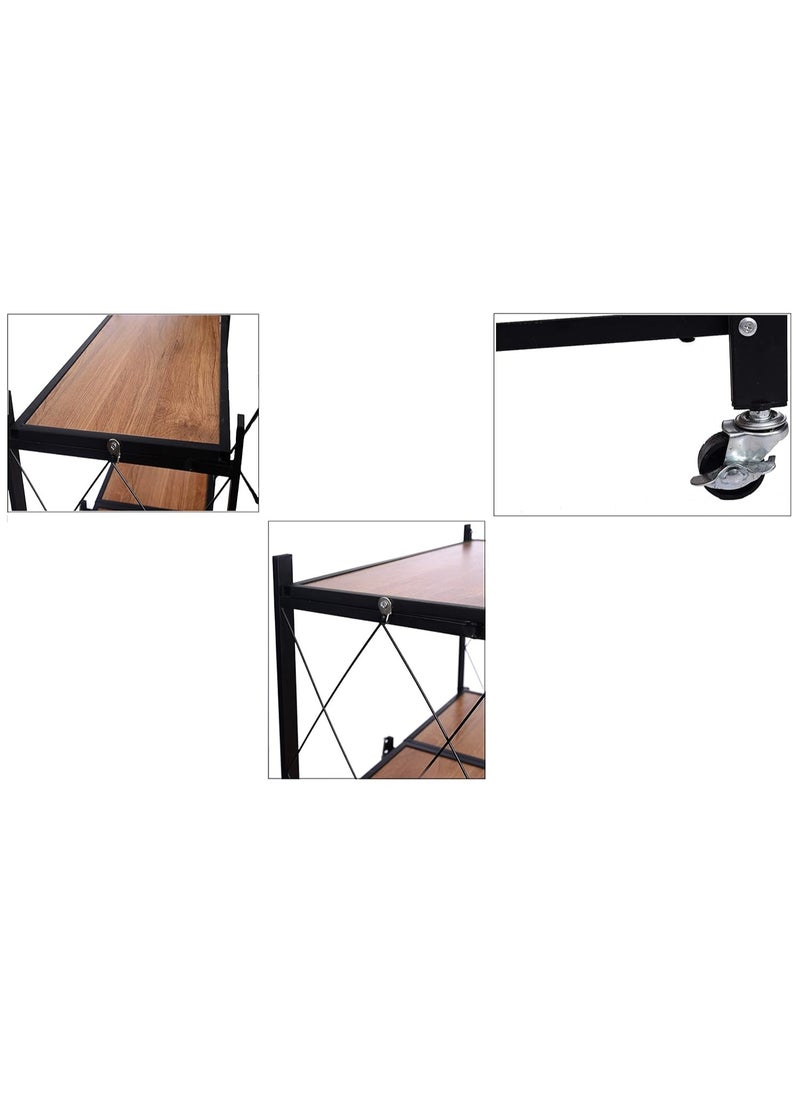 4Layer Folding Storage Rack Home Storage Foldable Kitchen Display Rack Shelf with Wheels Kitchen Organizer Shelf