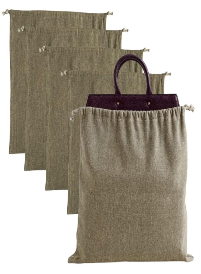 Dcluttr dust bags for handbags | Pack of 5 Odour resistant cotton handbag covers for storage | Dust cover storage bags for Handbags, Shoe Boots | Travel Storage Pouch with drawstring closure | Beige - Image 1