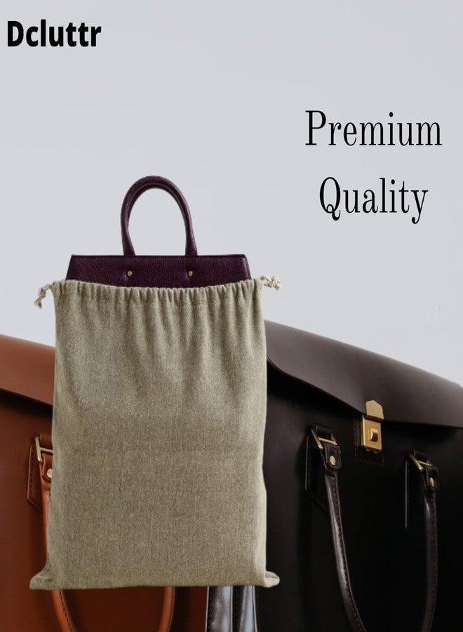 Dcluttr dust bags for handbags | Pack of 5 Odour resistant cotton handbag covers for storage | Dust cover storage bags for Handbags, Shoe Boots | Travel Storage Pouch with drawstring closure | Beige - Image 3