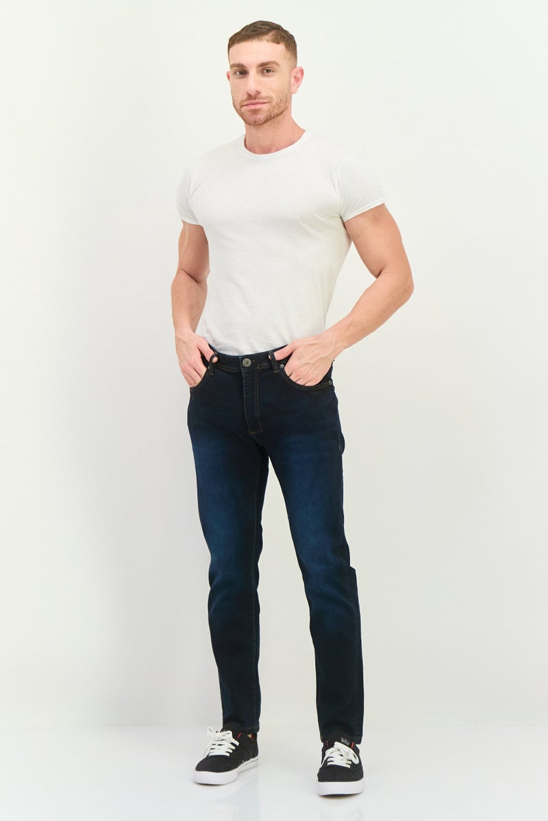 Company Eighty One Men Slim Fit Washed Stretchable Jeans, Dark Indigo - Image 3