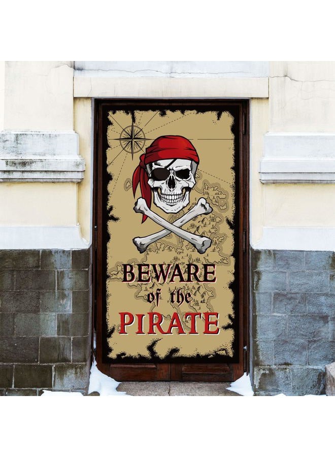 Tatuo Beware of Pirates Door Banner Pirate Party Decoration Pirate Backdrop Halloween Birthday Party Photo Booth Props Pirate Theme Party Supplies - Image 4
