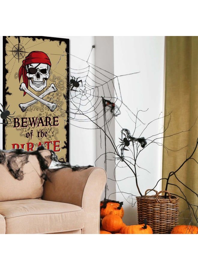 Tatuo Beware of Pirates Door Banner Pirate Party Decoration Pirate Backdrop Halloween Birthday Party Photo Booth Props Pirate Theme Party Supplies - Image 5