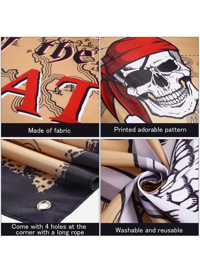 Tatuo Beware of Pirates Door Banner Pirate Party Decoration Pirate Backdrop Halloween Birthday Party Photo Booth Props Pirate Theme Party Supplies - Image 3
