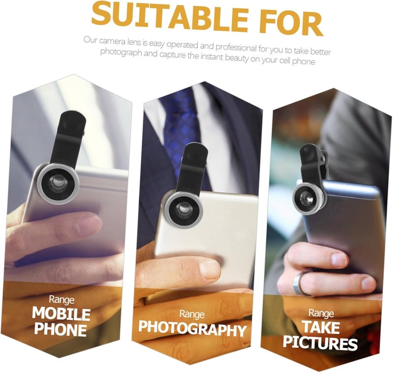Portable Cell Phone Camera Lens Kit Super Wide Angle Macro Fisheye Lens Silver Enhance Your Smartphone Photography with Precision Focus - Image 2