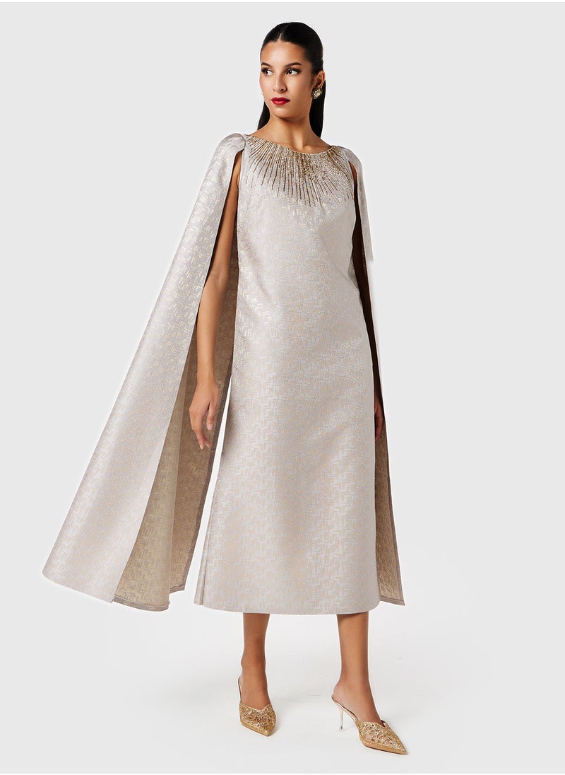 Threadz by Ajooni - Embellished Flared Sleeve Dress - Image 1
