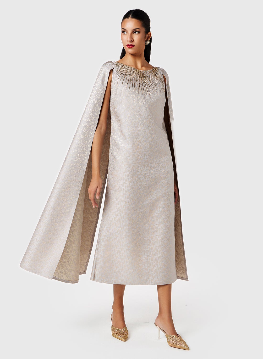 Embellished Cape Midi Dress - https://f.nooncdn.com/p/pzsku/Z84CFAFDD3792647E1C6EZ/45/_/1738215985/9b24d01e-dec1-4410-9acb-e7241c208610.jpg?width=original