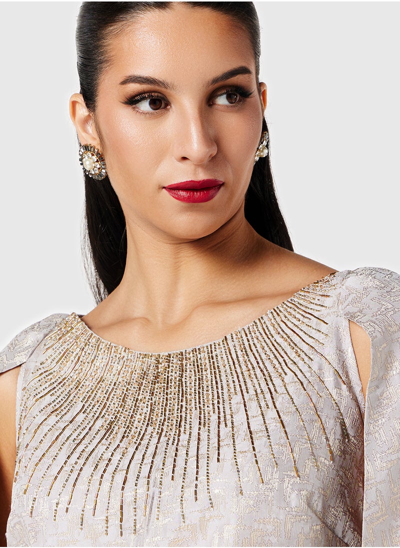 Threadz by Ajooni - Embellished Flared Sleeve Dress - Image 1