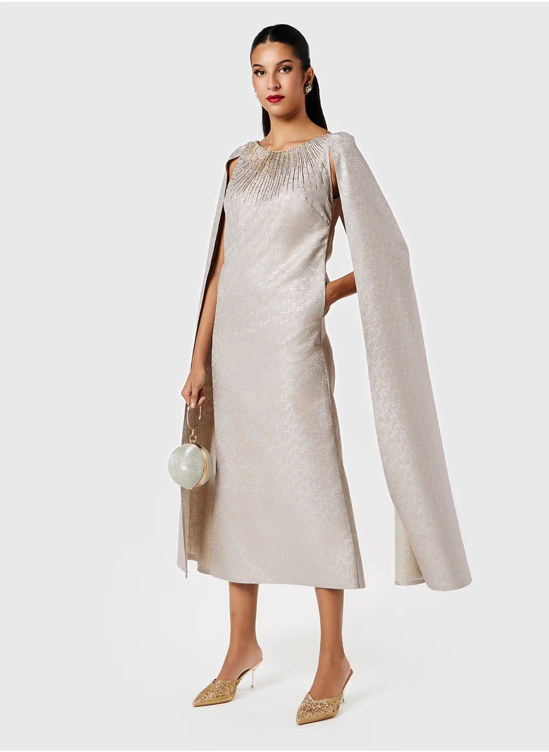 ثريدز باي اجوني Embellished Flared Sleeve Dress