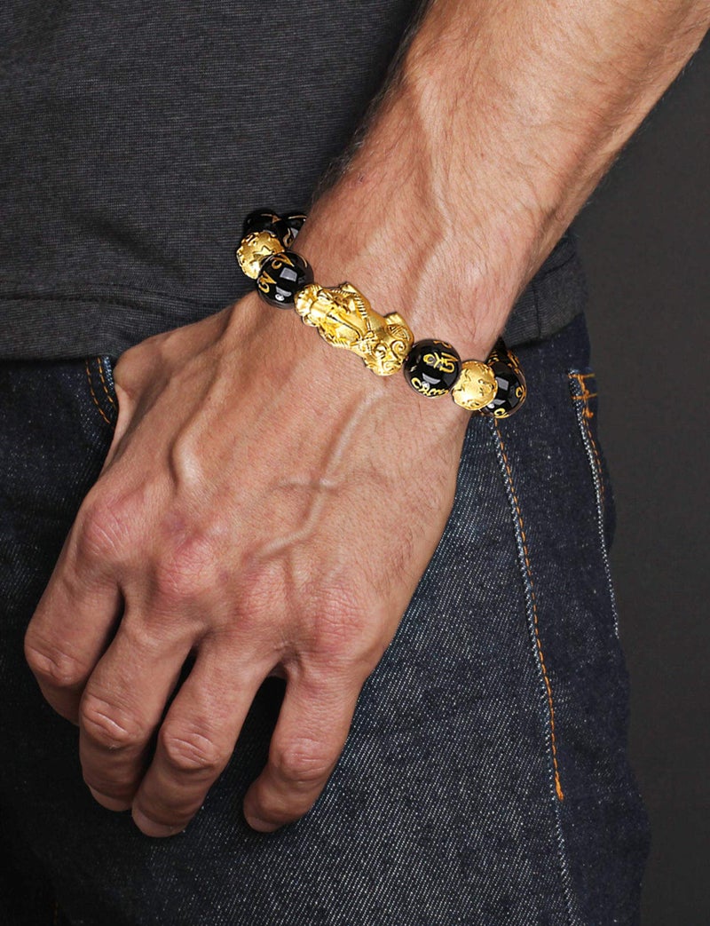 RIOSO أساور الحظ الجيد من ريوسو فنج شوي للرجال والنساء من خرز الأوبسيديان تميمة التنين - Image 4