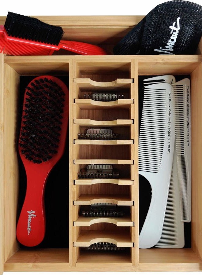 Vincent Master Case Bamboo Counter Top Tray For Clipper Guards, Combs, Shears, and Clippers Stylist Barber Tool Organizer Tray VT10202 - Image 5
