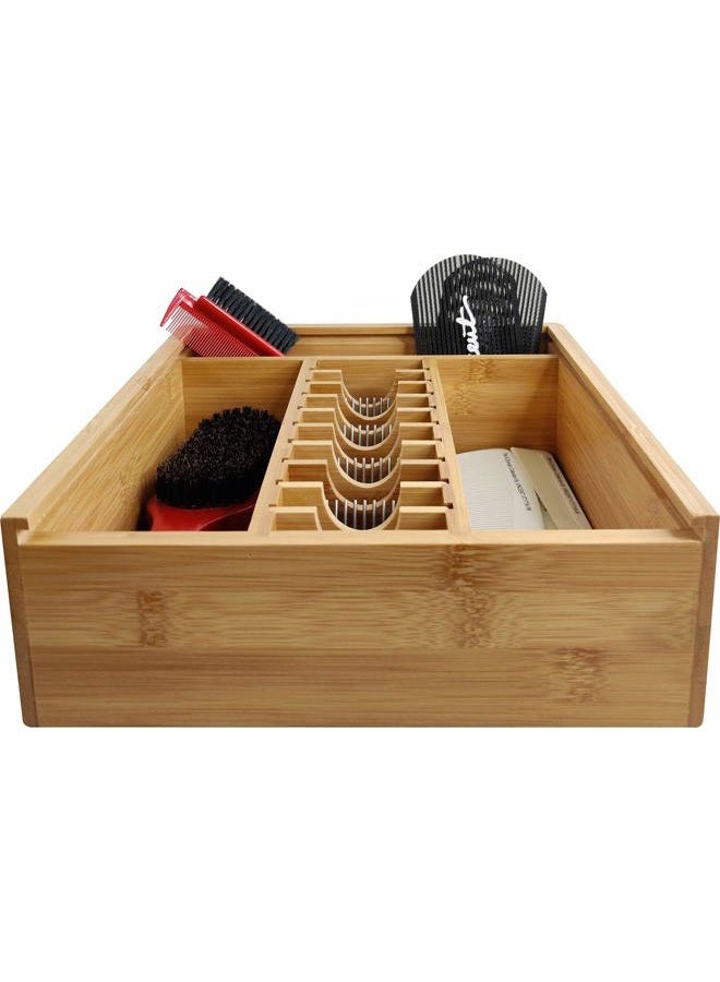 Vincent Master Case Bamboo Counter Top Tray For Clipper Guards, Combs, Shears, and Clippers Stylist Barber Tool Organizer Tray VT10202 - Image 4